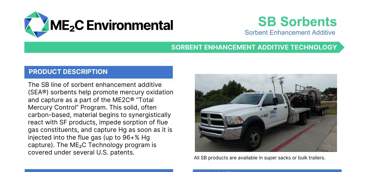 Preview of the SB sorbent product data sheet